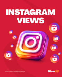 Ilustración del servicio de visualizaciones para Instagram con un icono de reproducción.