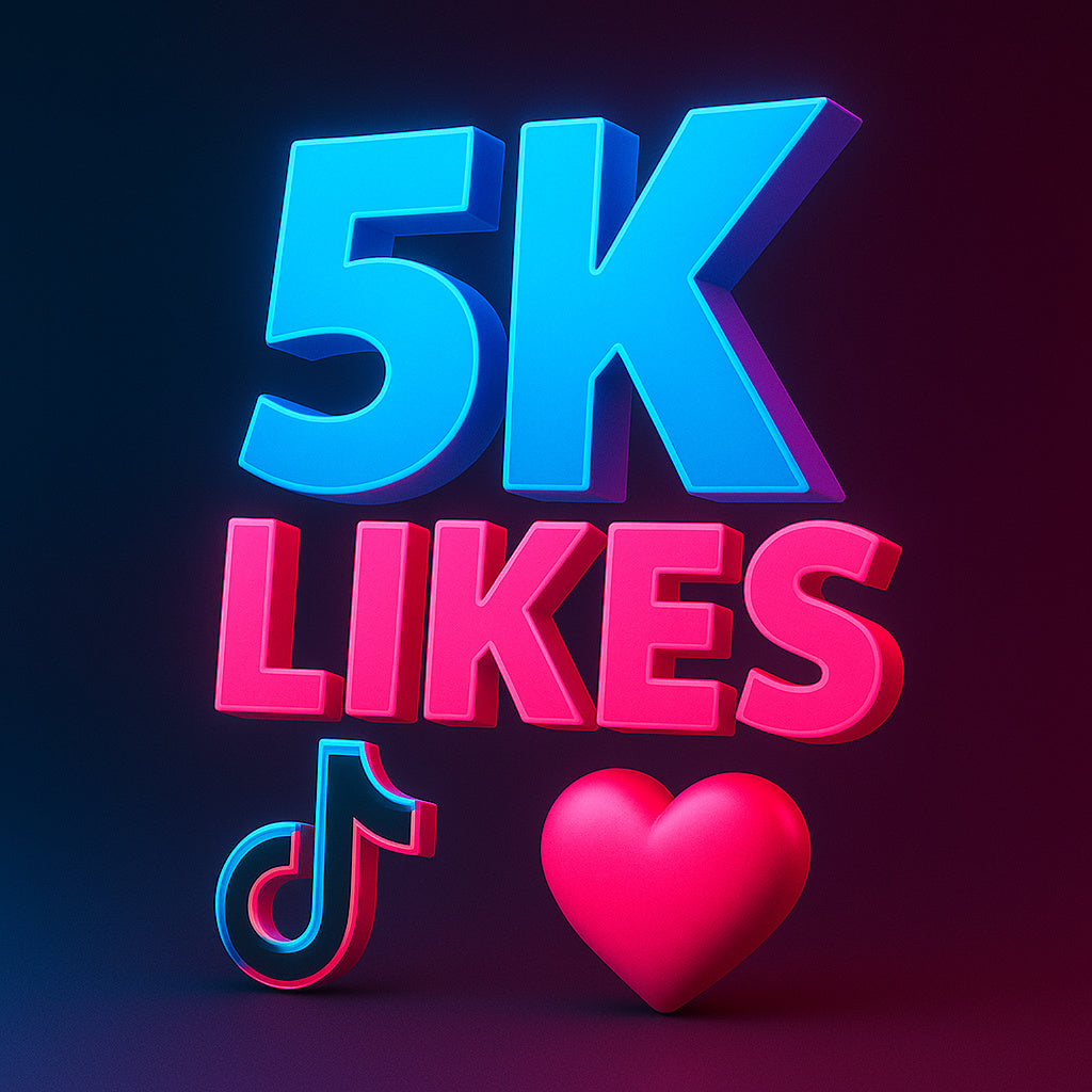 
Illustration of 5,000 TikTok likes with a like icon.
