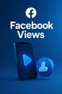 Ilustración del servicio de visualizaciones para Facebook con un icono de reproducción.