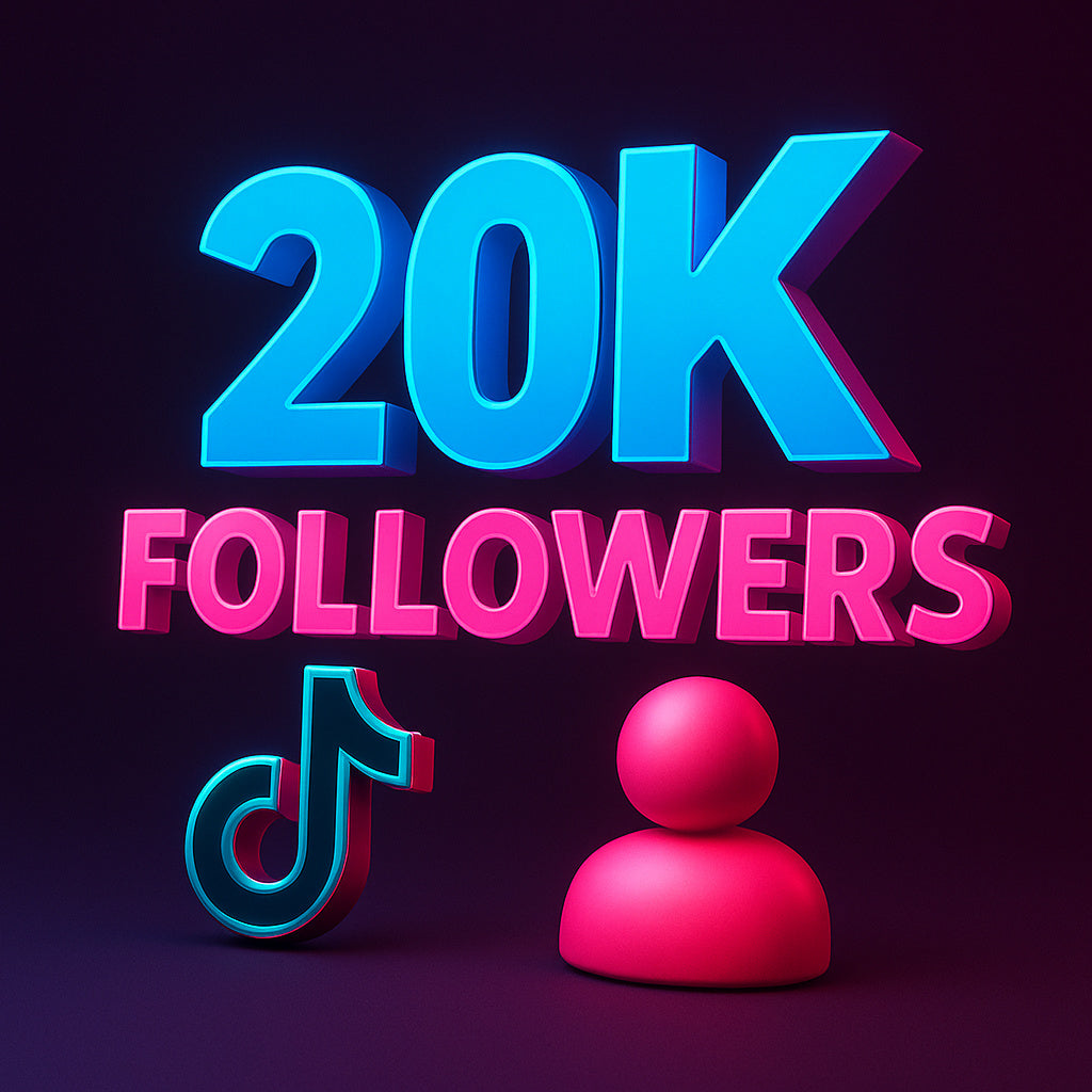 
Illustration of 20,000 TikTok followers with a profile icon.