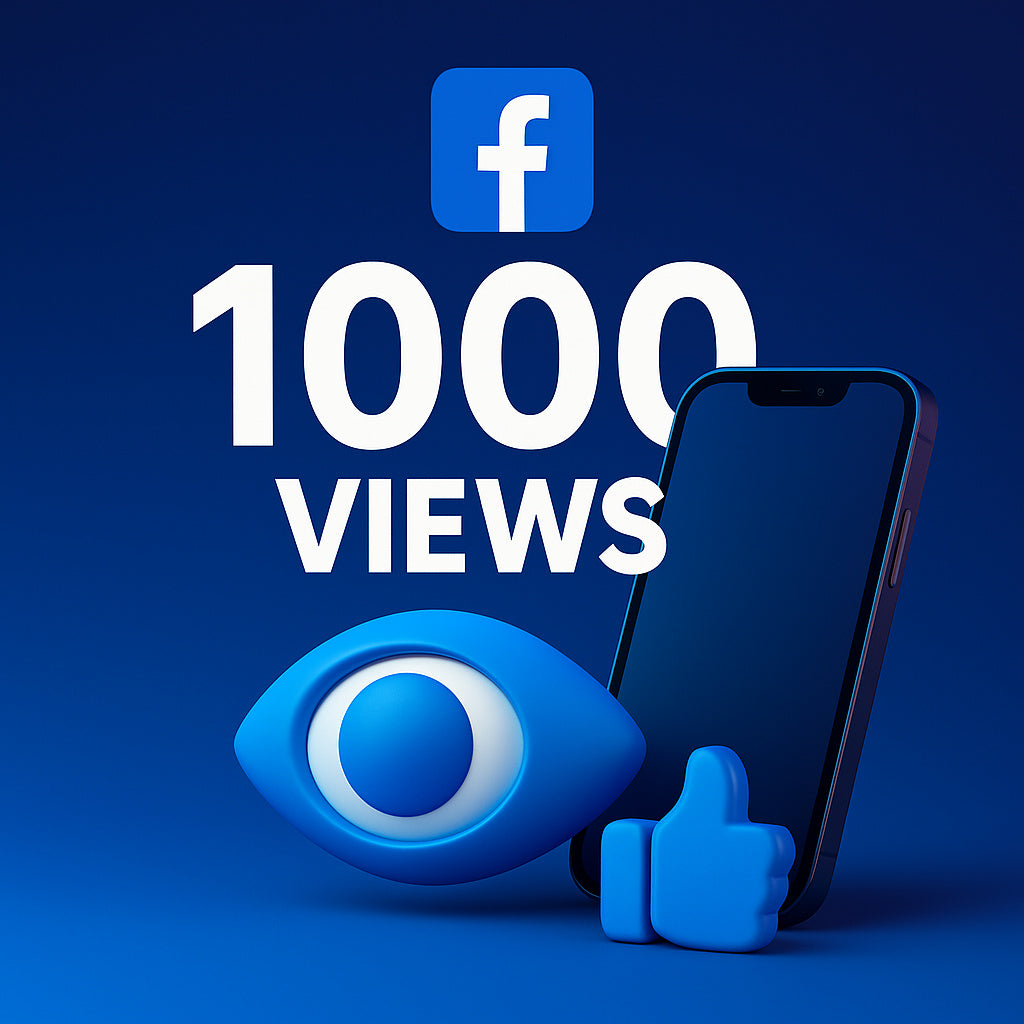 
Illustration: 1.000 Facebook-Aufrufe mit einem Wiedergabesymbol.