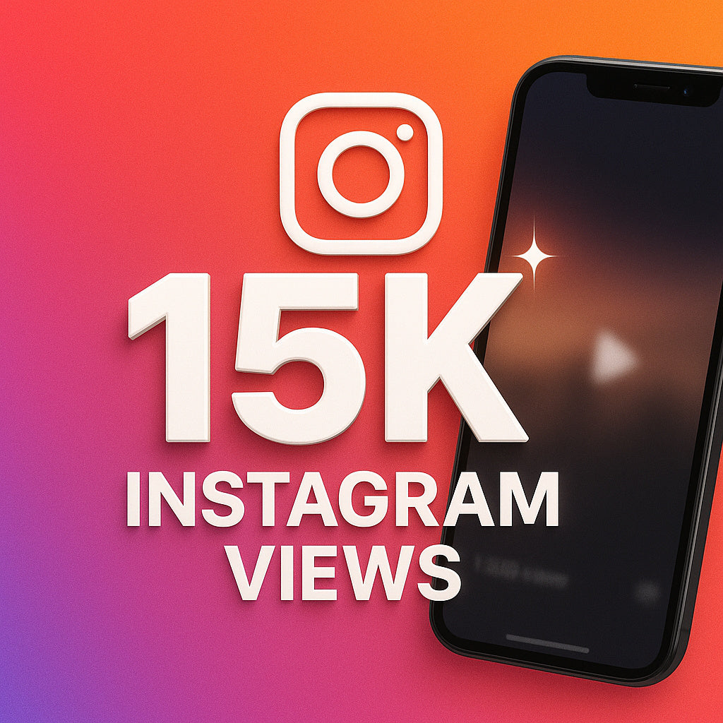 
Illustration of 15,000 Instagram views with a play icon.