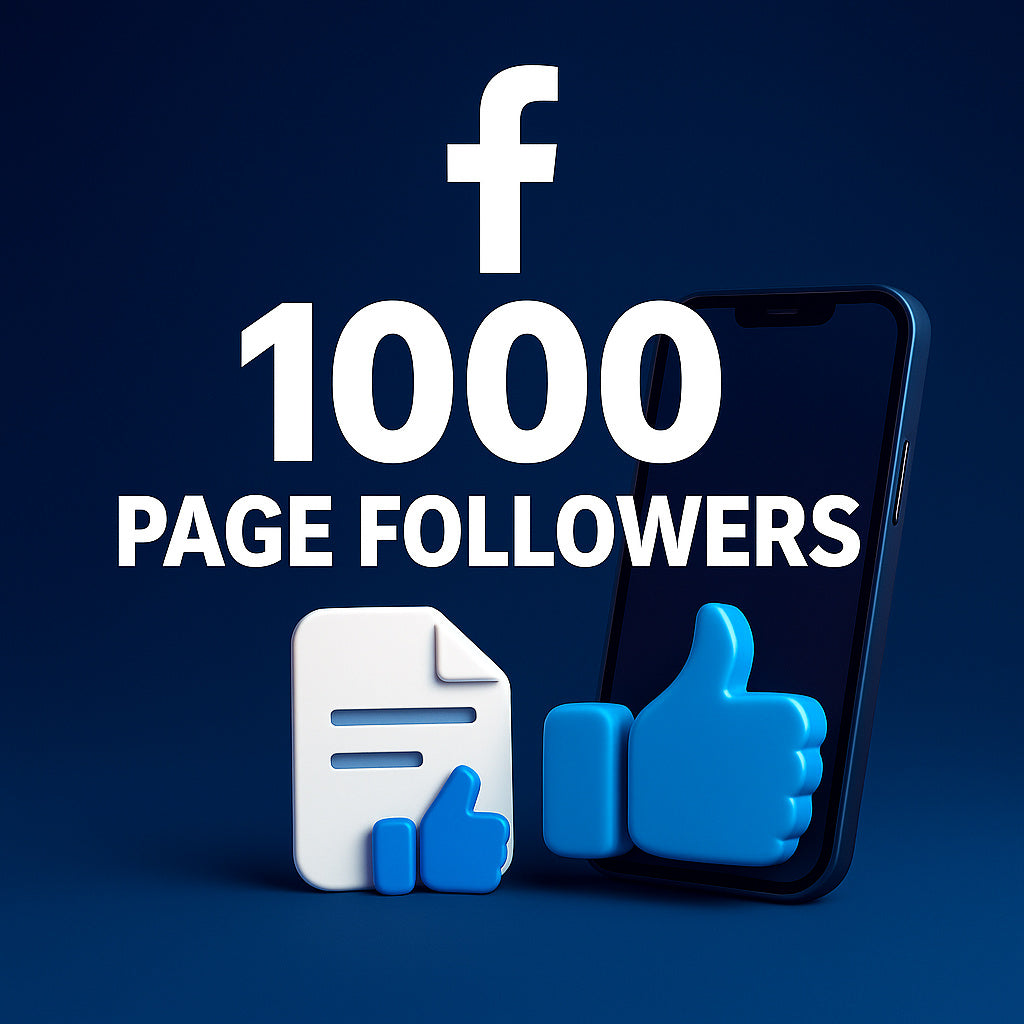 
Illustration of 1,000 Facebook page followers with page and like icons.