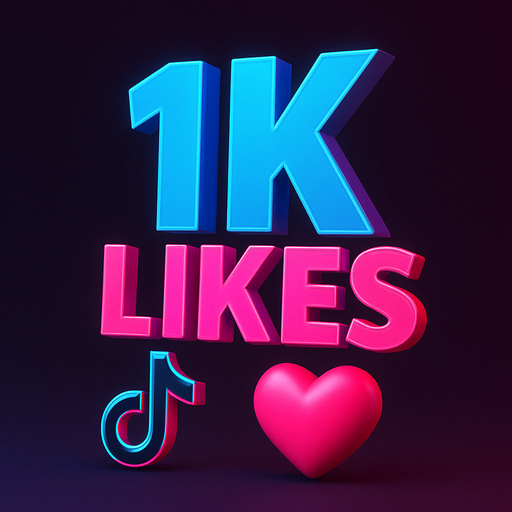 
Illustration of 1,000 TikTok likes with a like icon.