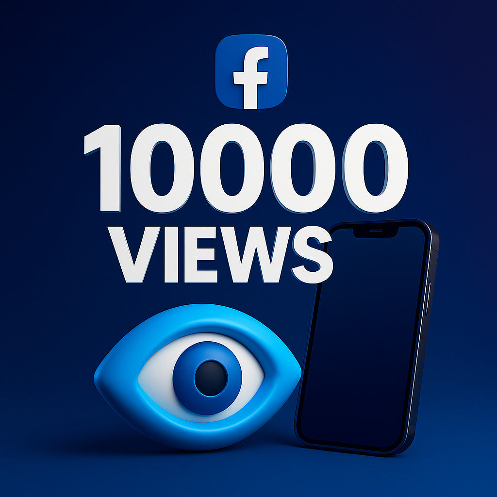 
Illustration: 10.000 Facebook-Aufrufe mit einem Wiedergabesymbol.