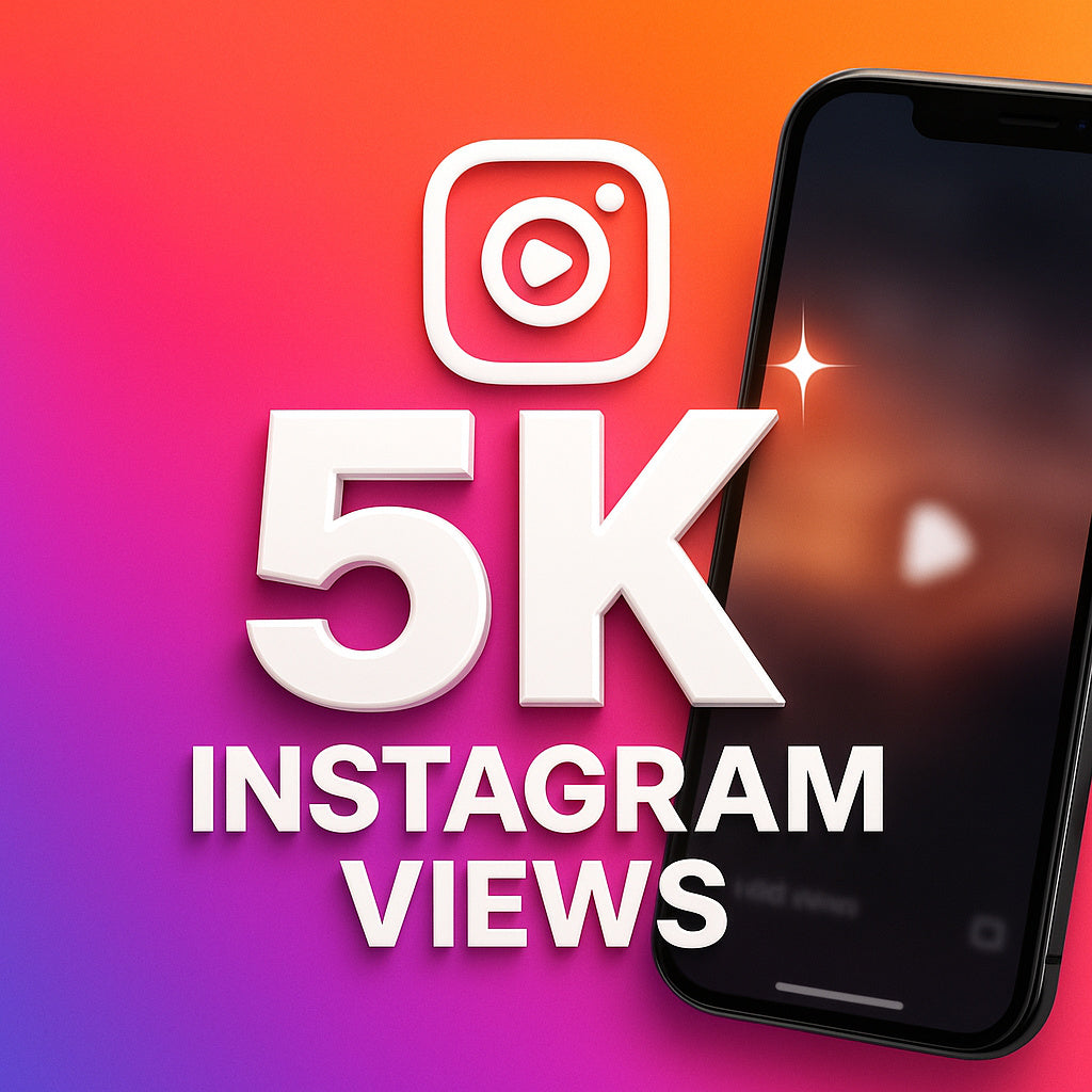
Illustration of 5,000 Instagram views with a play icon.
