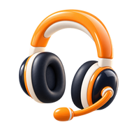 Icono 3D de auriculares para atención al cliente